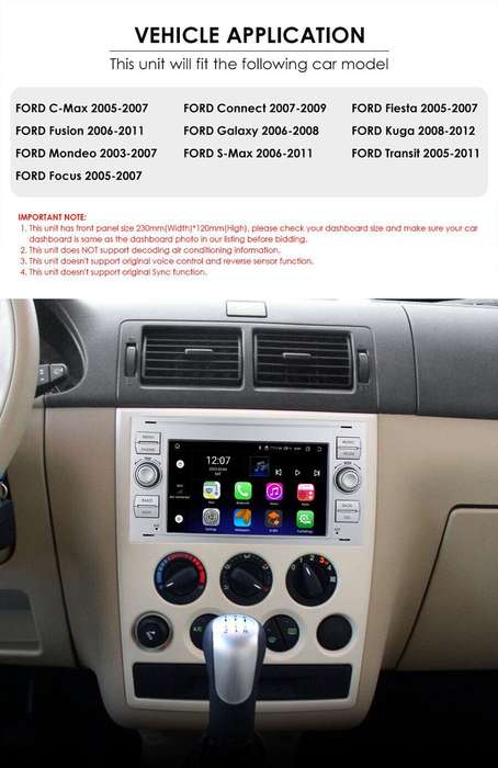7"Android 12 Car Stereo GPS Sat Nav DAB+Radio USB For Ford Transit Connect Kuga