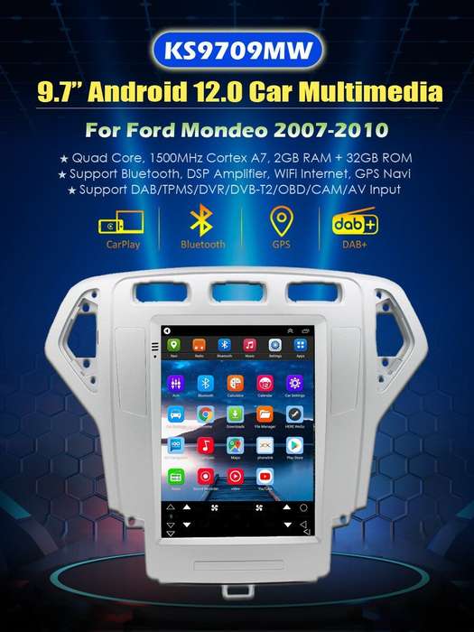 9.7" Android Radio DAB GPS Sat Nav CarPlay Stereo for Ford Mondeo MK4 2007-2010
