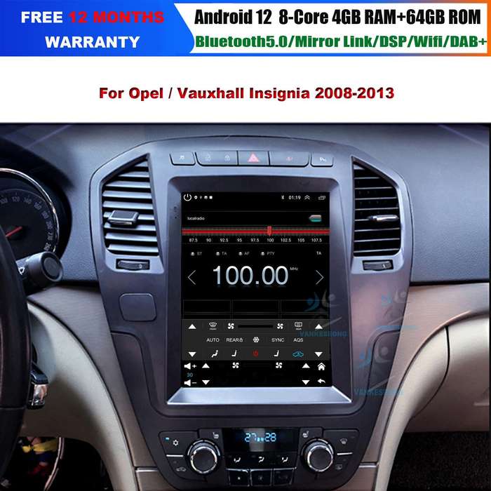 64GB Android Auto CarPlay For Vauxhall Insignia 2008-2013 DAB+ Radio Car Stereo