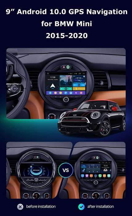 For BMW Mini 2014-2020 Car Stereo CarPlay GPS Sat Nav 9"Android10 DAB+Radio 32GB