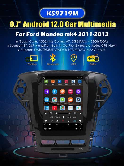 9.7" CarPlay Stereo For Ford Mondeo MK4 2011-2013 Android Radio GPS Sat Nav DAB+