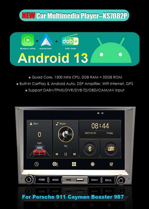 8" DAB Car Stereo Sat Nav Bluetooth FM Radio GPS For Porsche 911 Boxster Cayman