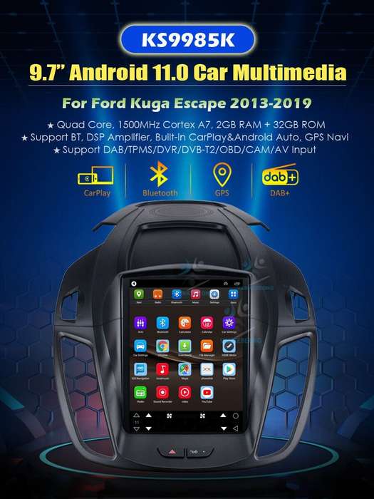 9.7" Android 12 CarPlay Autoradio DAB+GPS Sat Nav For Ford Kuga Escape 2012-2019 4+64G