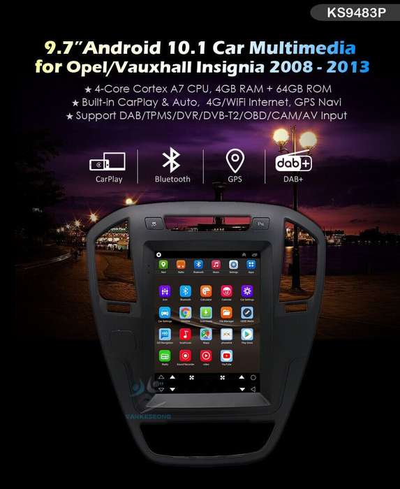 For Vauxhall Insignia 2008-2013 Car Stereo Android 10 9.7"DAB+Radio GPS Sat Nav
