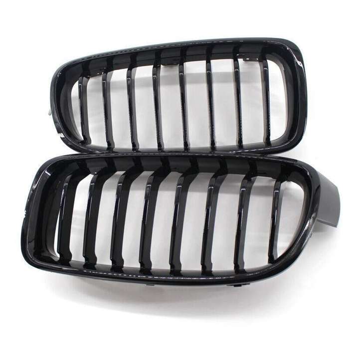 2X/Set Shiny Black 8 Slat Front Grille fit for BMW F30 F31 Sedan Wagon 2012-2017