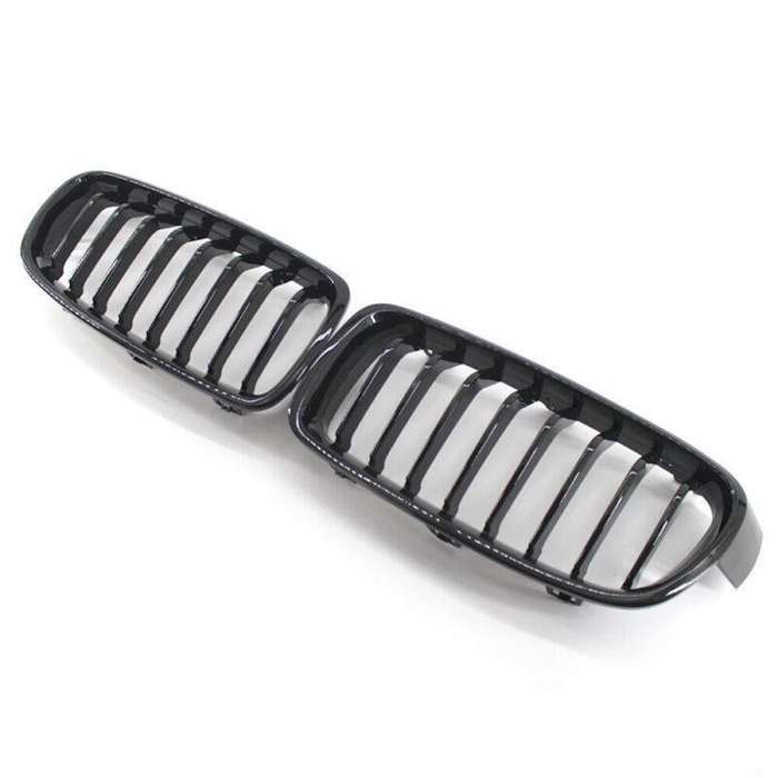 2X/Set Shiny Black 8 Slat Front Grille fit for BMW F30 F31 Sedan Wagon 2012-2017