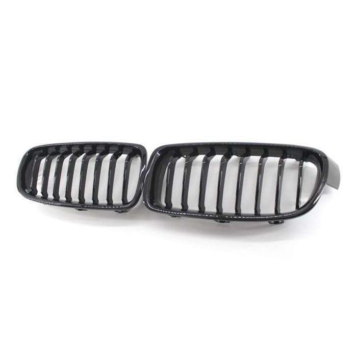 2X/Set Shiny Black 8 Slat Front Grille fit for BMW F30 F31 Sedan Wagon 2012-2017