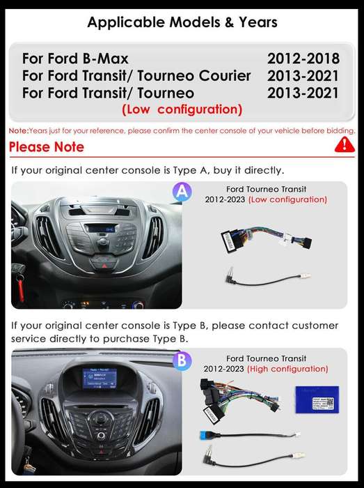 For Ford B-MaX Transit Tourneo 2013-2021 Car Stereo DAB+ Radio Navi Android Auto