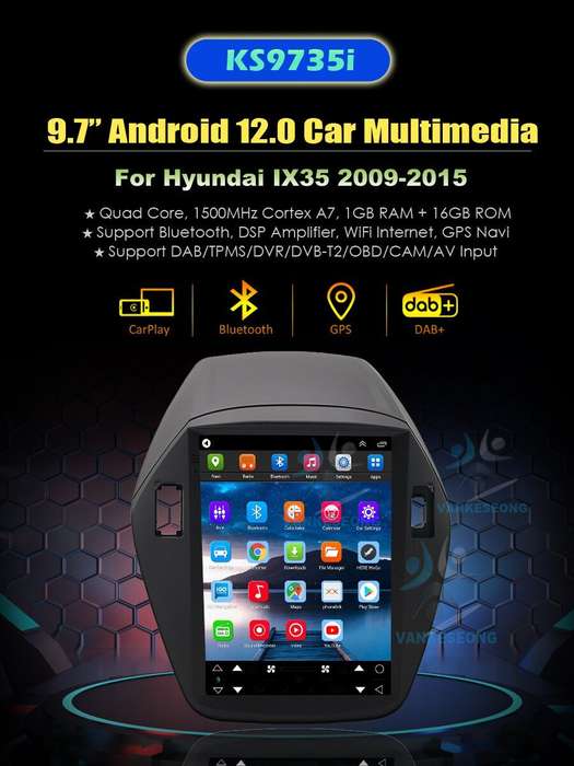 9.7" Car Radio For Hyundai IX35 2009-2015 Android12 Stereo Head Unit GPS Sat Nav