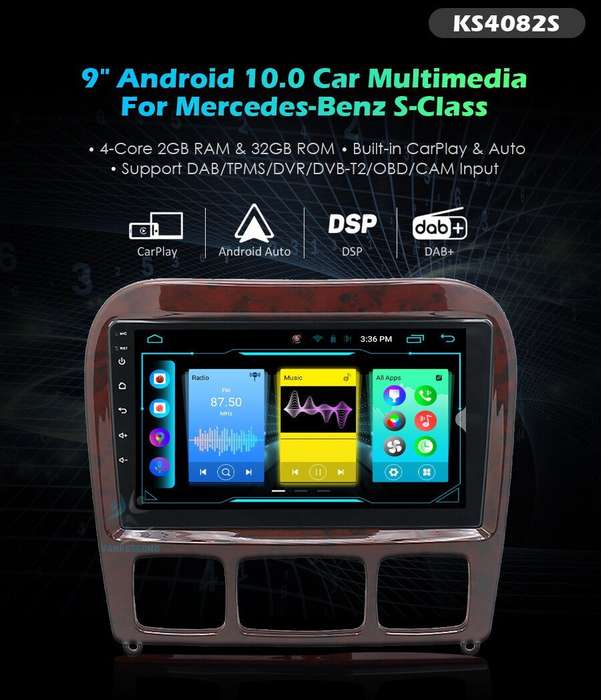CarPlay Car Radio For Mercedes S-Class W220 S500 S280 Android 10 DAB+GPS Sat Nav