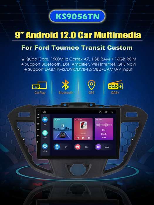 9" Car Radio For Ford Transit Tourneo 2013-2018 DAB Bluetooth Stereo GPS Sat Nav