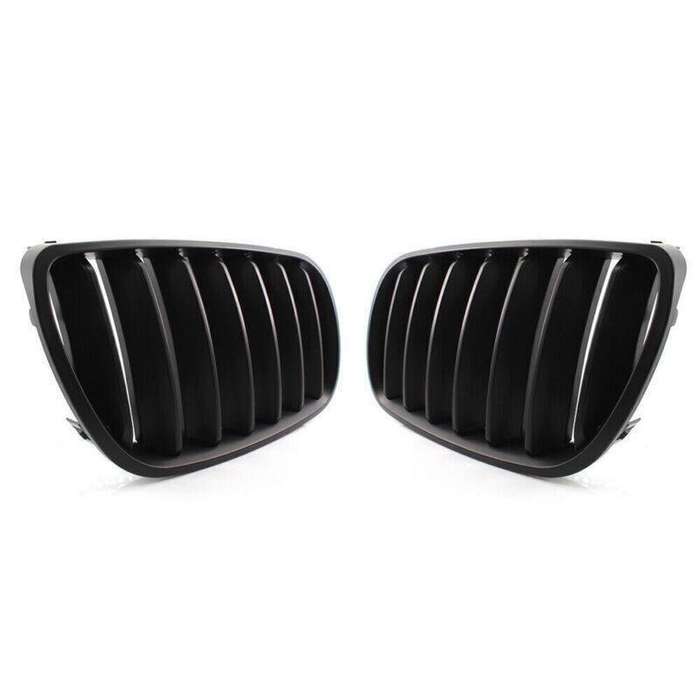 Pair ABS Matte Black Front Kidney Hood Grille Grill For BMW E83 X3 LCI 07-10