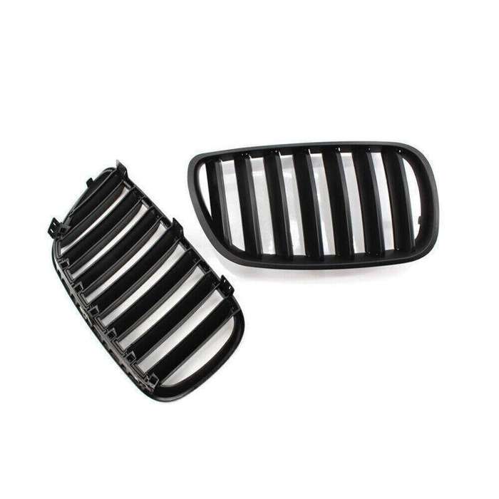 Pair ABS Matte Black Front Kidney Hood Grille Grill For BMW E83 X3 LCI 07-10