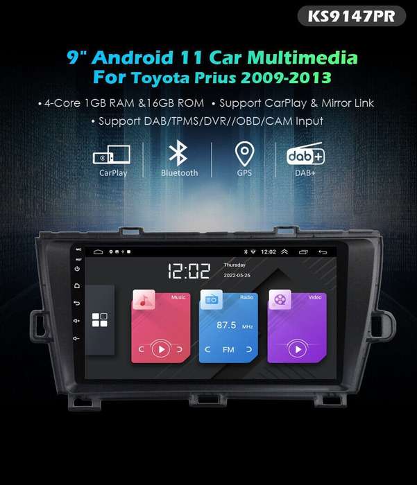 9"Android 11 GPS Sat Nav for Toyota Prius 2009-2015 CarPlay Stereo DAB+Radio USB
