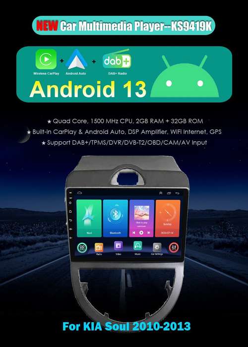 For Kia Soul 2010-2013 Touchscreen USB DAB Radio Head Unit GPS Sat Nav BT Stereo