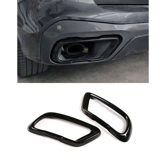 For BMW X5 X5 X6 G05 G06 G07 2019-23 Steel Black Exhaust Pipe Tip Cover Trim 2x