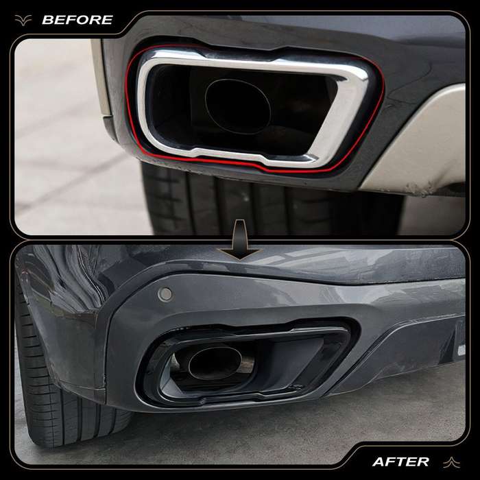 For BMW X5 X5 X6 G05 G06 G07 2019-23 Steel Black Exhaust Pipe Tip Cover Trim 2x