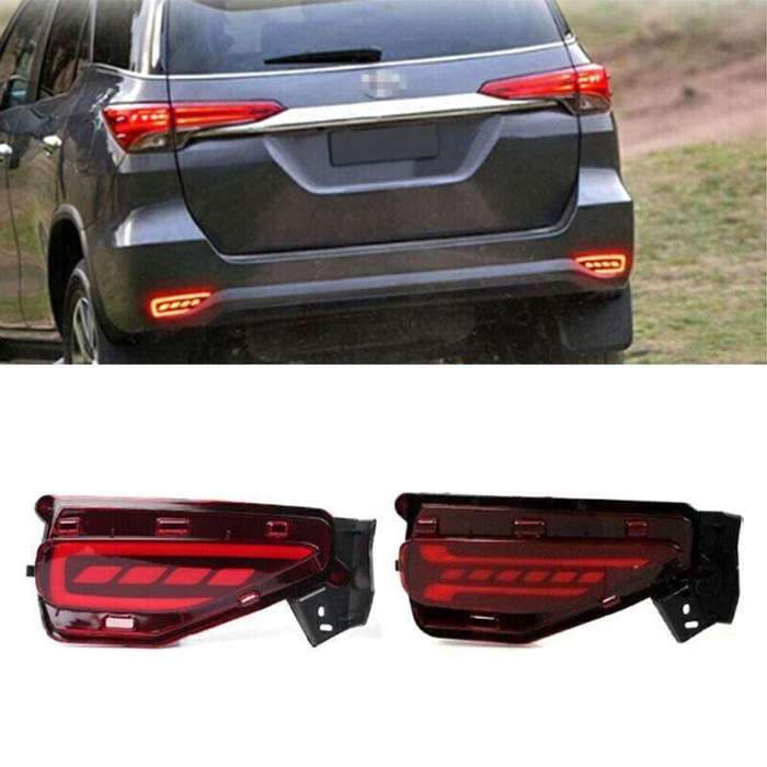 LED Rear Bumper Brake Tail Light Fog Lamp For Toyota Fortuner 2016-2021 Pair A