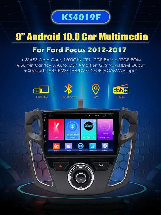 9" 8-Core Android Head Unit Car Radio Sat Navi CarPlay for Ford Focus 2012-2017