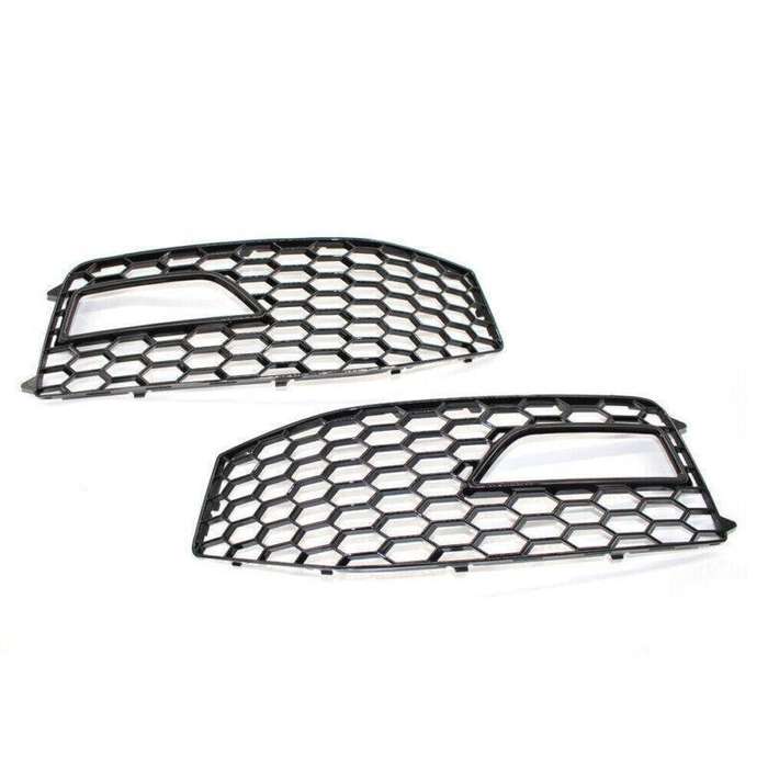 Shiny Black Front Bumper Fog Lights Grilles For Audi A4 S-Line S4 B8.5 13 - 15