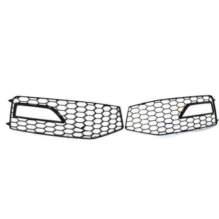 Shiny Black Front Bumper Fog Lights Grilles For Audi A4 S-Line S4 B8.5 13 - 15