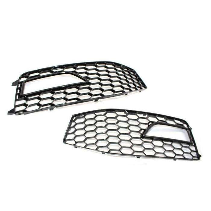 Shiny Black Front Bumper Fog Lights Grilles For Audi A4 S-Line S4 B8.5 13 - 15