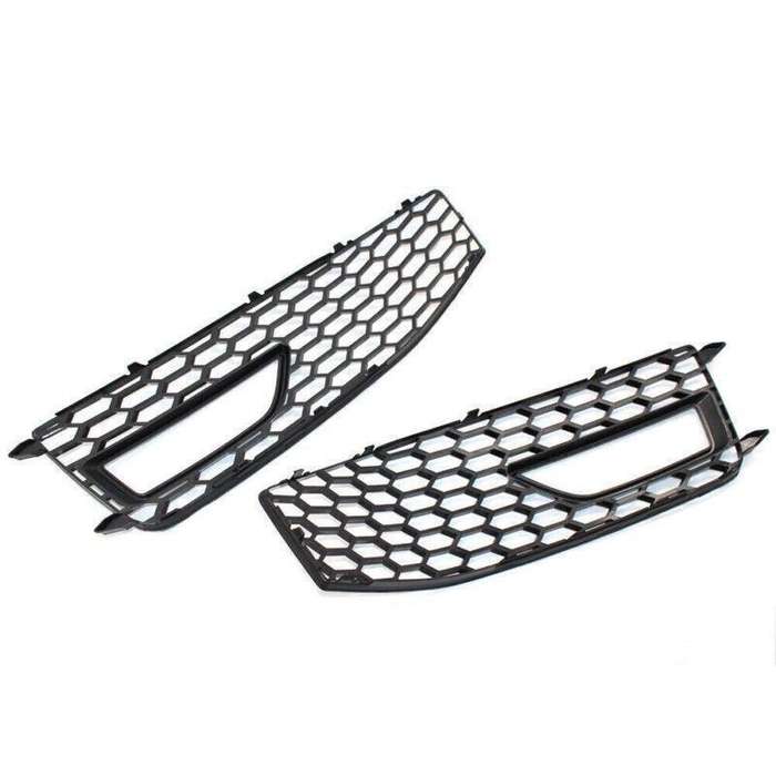 Shiny Black Front Bumper Fog Lights Grilles For Audi A4 S-Line S4 B8.5 13 - 15