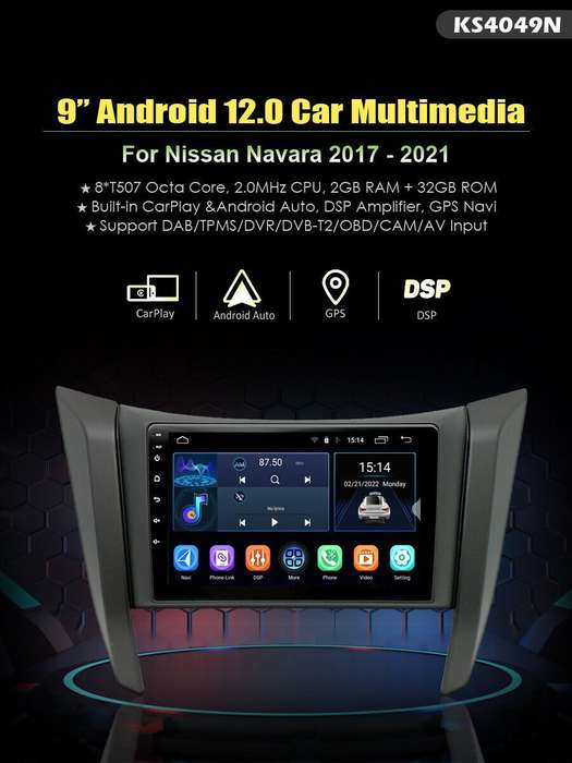 9" Android Autoradio CarPlay For Nissan Navara 2017-2021 Navigation GPS DAB+WIFI