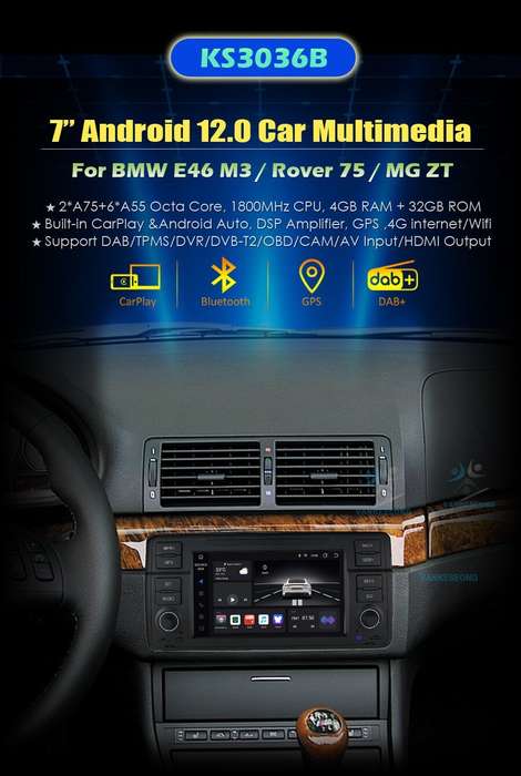for BMW E46 M3 Rover 75 MG ZT Android 12 4G Car Stereo DAB Radio Navi Video GPS