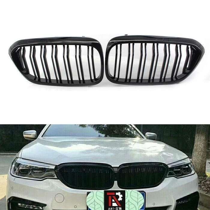 Pair of Gloss Black Front Grille Grill Fit For BMW 5-Series G30 2017