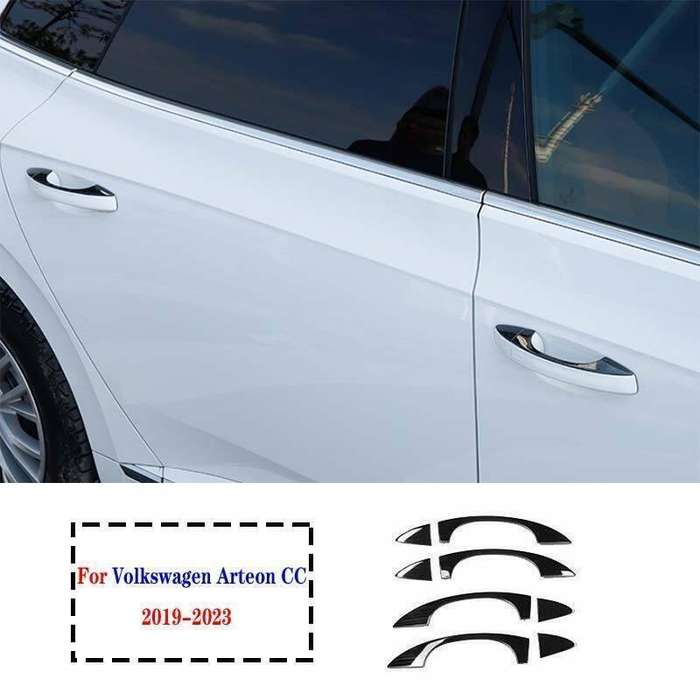 For VW Arteon 2019-2023 Black Titanium Exterior Side Door Handle Cover Trim 4pcs