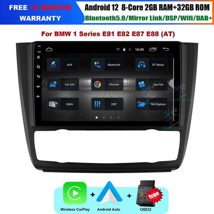 CarPlay Android 12 Autoradio Touchscreen GPS Sat Nav For BMW 1er E81 E82 E87 E88