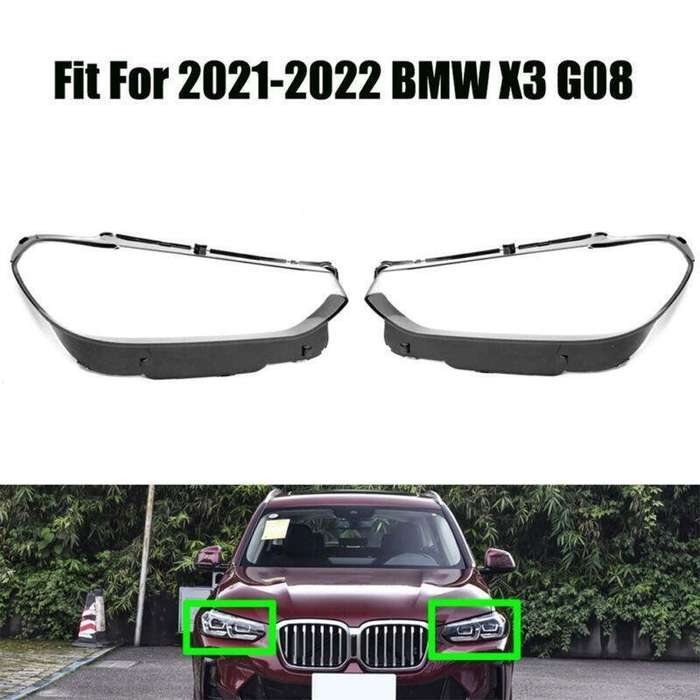 Pair Headlight Clear Lens Left Right Cover For 2021-2022 BMW X3 G08