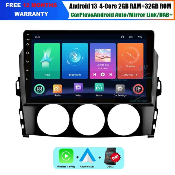 9" Android 13 GPS For Mazda MX-5 2008-2015 CarPlay Autoradio Wifi Sat Nav BT DAB