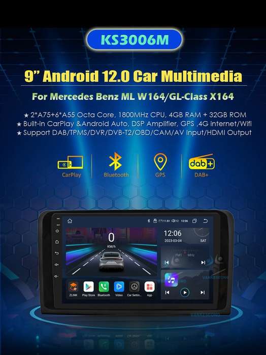 9" Car Stereo for Mercedes GL-Class X164 Android 12 BT5.0 GPS Carplay DAB+Radio