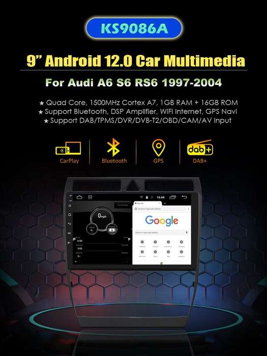 For Audi A6 S6 RS6 1997-2004 Android12 Car Stereo DAB Radio SatNav GPS Head Unit