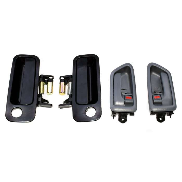 Front Black Outside Gray Inside Door Handles Set 4Pcs for 1997-2001 Toyota Camry