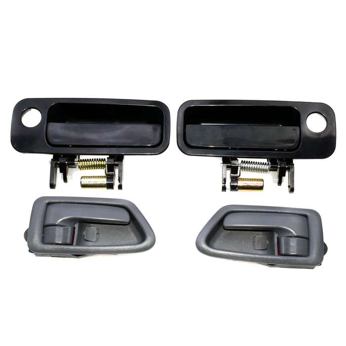 Front Black Outside Gray Inside Door Handles Set 4Pcs for 1997-2001 Toyota Camry