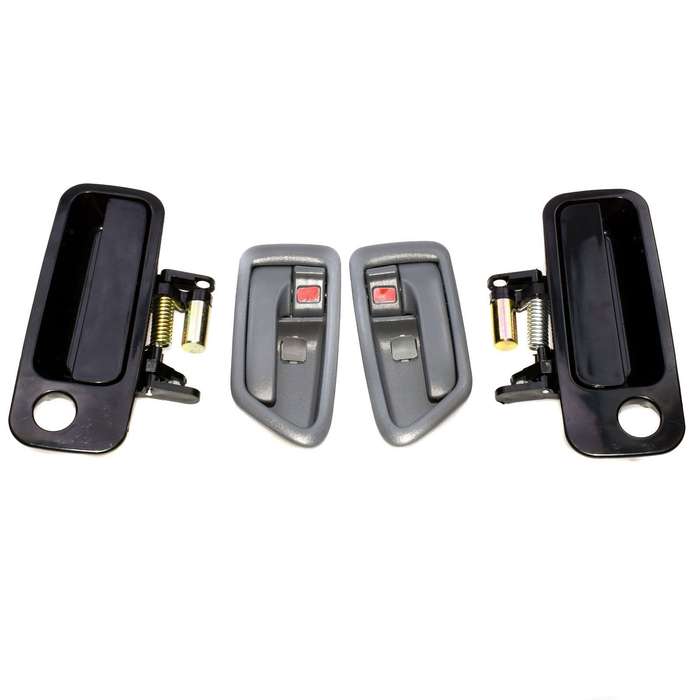 Front Black Outside Gray Inside Door Handles Set 4Pcs for 1997-2001 Toyota Camry