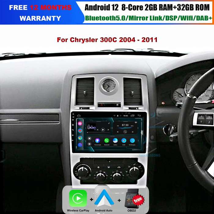 9" CarPlay Android Autoradio For Chrysler 300C 2004-2011 BT GPS Navigation DAB+