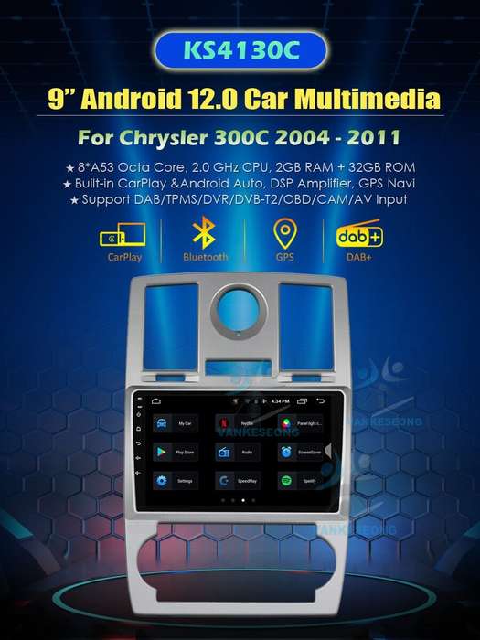9" CarPlay Android Autoradio For Chrysler 300C 2004-2011 BT GPS Navigation DAB+