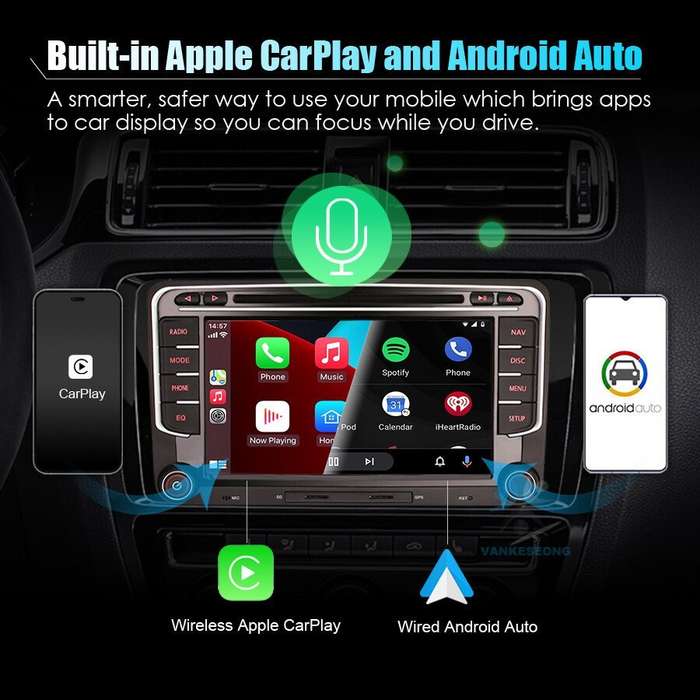 7Android 11 Double DIN Car Radio DVD CD Stereo DAB+GPS SatNav for VW Golf MK5/6