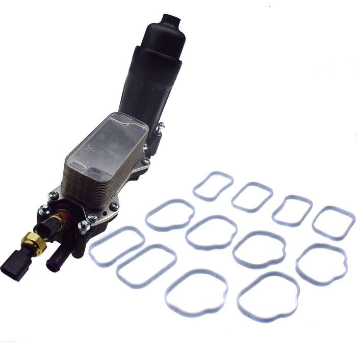 Oil Cooler Filter Housing Adapter w/Sensors &amp; Seals For Dodge Ram Jeep Wrangler