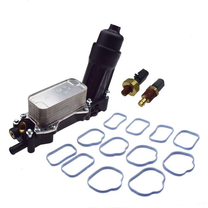 Oil Cooler Filter Housing Adapter w/Sensors &amp; Seals For Dodge Ram Jeep Wrangler