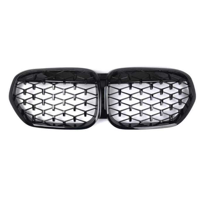 For BMW X1 F48 F49 LCI 2020-2023 Front Kidney Center Diamond Metor Grille Black
