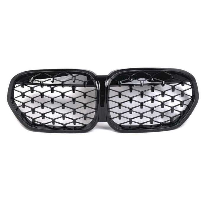 For BMW X1 F48 F49 LCI 2020-2023 Front Kidney Center Diamond Metor Grille Black