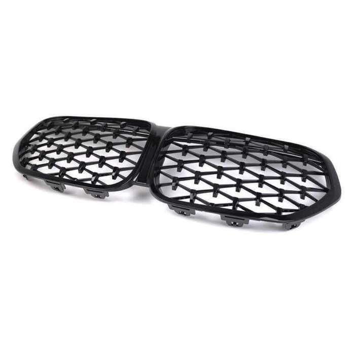For BMW X1 F48 F49 LCI 2020-2023 Front Kidney Center Diamond Metor Grille Black