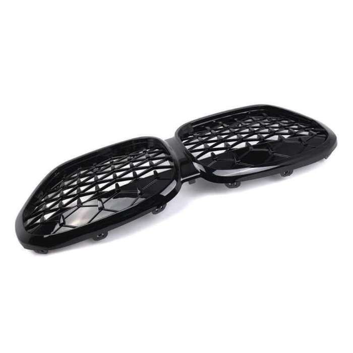 For BMW X1 F48 F49 LCI 2020-2023 Front Kidney Center Diamond Metor Grille Black
