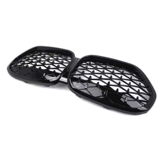 For BMW X1 F48 F49 LCI 2020-2023 Front Kidney Center Diamond Metor Grille Black