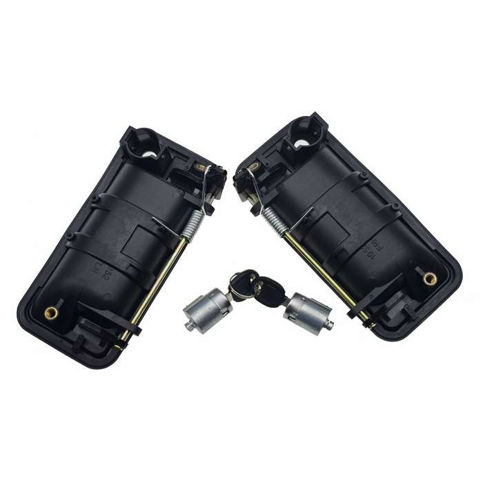 For GMC Chevrolet Front Black Exterior Door Handles &amp; Lock Cylinder W/ Keys Kit